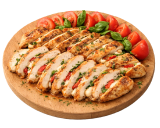 Запечённая куриная грудка с моцареллой, томатами и зеленью