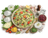 Салат с капустой, кукурузой и фасолью со сметанным соусом